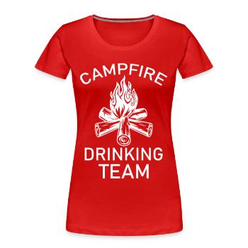 Campfire Drinking Team Retro Outdoors Weekend Gift - Women's Premium Organic T-Shirt - red - Front - Mia (176cm)