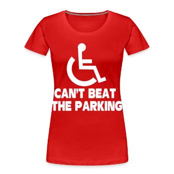 Kann das Parken nicht schlagen – lustiger Rollstuhlamputierter - Frauen Premium Bio T-Shirt - Rot - Vorne - Mia (176cm)
