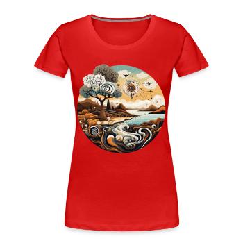 Circle Landscape Spiral Coastal Colors - Women's Premium Organic T-Shirt - red - Front - Mia (176cm)