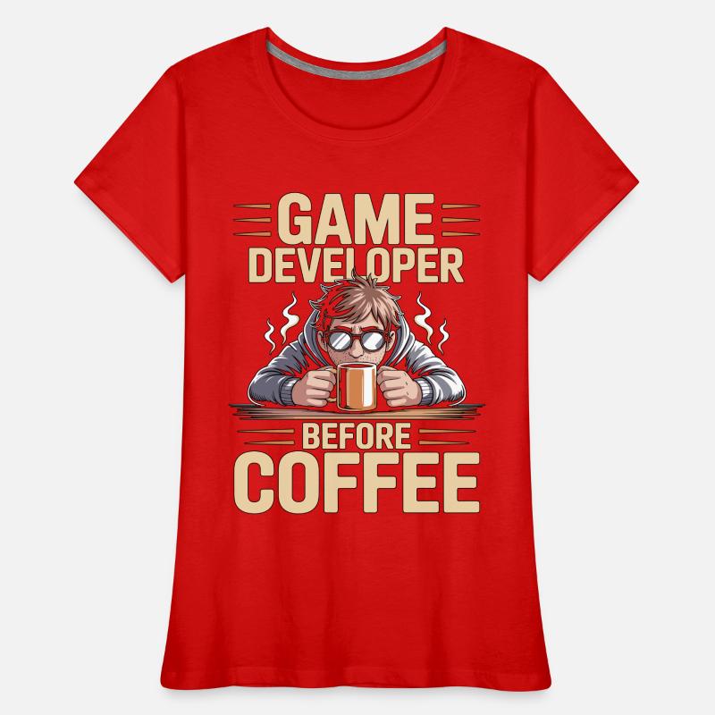 Game Developer Before Web Developer Coffee Lover Frauen Premium Bio T-Shirt