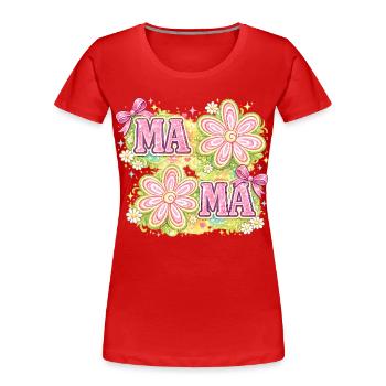 MAMA Magic Flowers & Pink Bows | Retro Chic - Women's Premium Organic T-Shirt - red - Front - Mia (176cm)