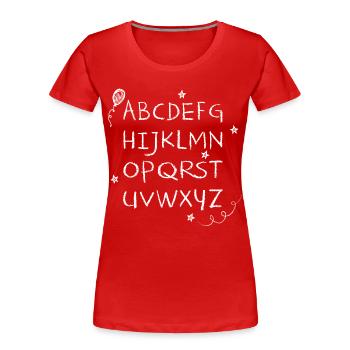 ABC écriture à la craie blanche étoiles & ballon - T-shirt bio Premium Femme - rouge - Devant - Mia (176cm)
