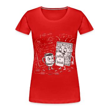 Chaos de la date limite : cadeau de la pause café au bureau - T-shirt bio Premium Femme - rouge - Devant - Mia (176cm)