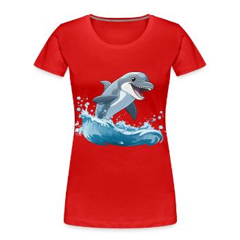 Wellenhai Surfabenteuer - Frauen Premium Bio T-Shirt - Rot - Vorne - Mia (176cm)