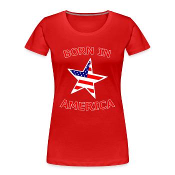 Né en Amérique Star Flag - T-shirt bio Premium Femme - rouge - Devant - Mia (176cm)