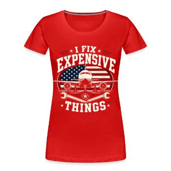 Flugzeugtechniker Instandhaltung Luftfahrt - Frauen Premium Bio T-Shirt - Rot - Vorne - Mia (176cm)