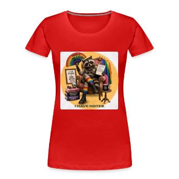 Funny LGBTQ Pride Raccoon Design - Women's Premium Organic T-Shirt - red - Front - Mia (176cm)