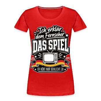 Fernseher braucht heute Coachingpflicht - Frauen Premium Bio T-Shirt - Rot - Vorne - Mia (176cm)