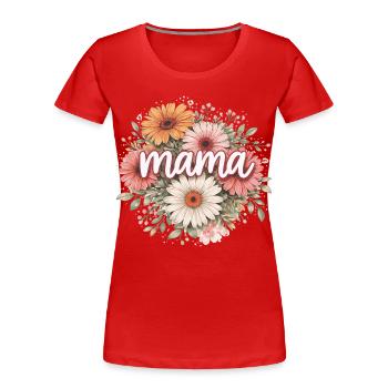 MAMA Retro Daisy Bouquet | Gift - Women's Premium Organic T-Shirt - red - Front - Mia (176cm)