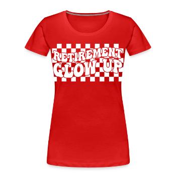 Retirement Glow Up Retro Checkerboard Retirement - Women's Premium Organic T-Shirt - red - Front - Mia (176cm)