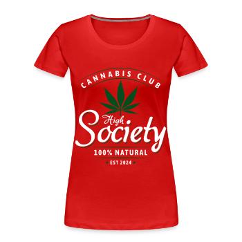 High Society Cannabis Club Logo - T-shirt bio Premium Femme - rouge - Devant - Mia (176cm)