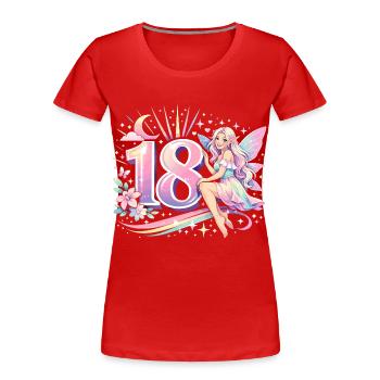 18th Birthday Elf – Retro Pastel Gift - Women's Premium Organic T-Shirt - red - Front - Mia (176cm)