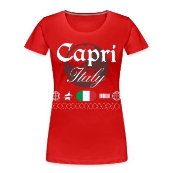 Souvenir de voyage streetwear Capri Italie - T-shirt bio Premium Femme - rouge - Devant - Mia (176cm)