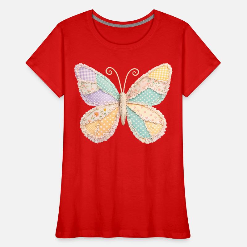 Cottagecore vintage Patchwork Papillon T-shirt bio Premium Femme
