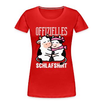 Offizielles Schlafshirt Süße Kühe Pyjama Kuh - Frauen Premium Bio T-Shirt - Rot - Vorne - Mia (176cm)