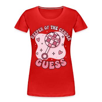 Révélation de sexe : Gardien du genre Maman Devine le Papa - T-shirt bio Premium Femme - rouge - Devant - Mia (176cm)