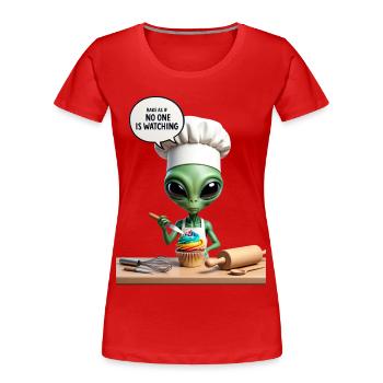 Alien Chef Cupcake - Women's Premium Organic T-Shirt - red - Front - Mia (176cm)
