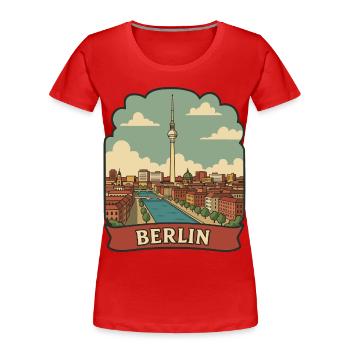 Autocollant de voyage vintage Berlin Brandenburg Gate - T-shirt bio Premium Femme - rouge - Devant - Mia (176cm)