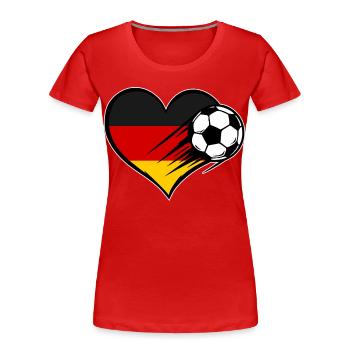 Deutschland Flagge Fußball mit Herz - Frauen Premium Bio T-Shirt - Rot - Vorne - Mia (176cm)