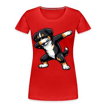 Tapping du chien de montagne Entlebucher - T-shirt bio Premium Femme - rouge - Devant - Mia (176cm)