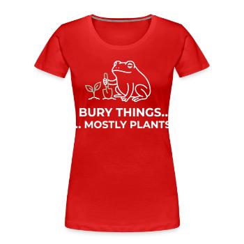 Frosch-Garten-Humor-Pflanzenfrosch - Frauen Premium Bio T-Shirt - Rot - Vorne - Mia (176cm)