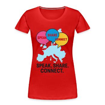 Connexion Europe des bulles de dialogue - T-shirt bio Premium Femme - rouge - Devant - Mia (176cm)