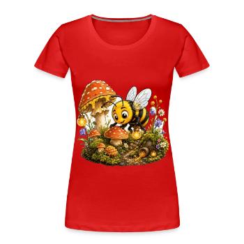 abeille, apiculteur, nid d’abeille, fleurs, insecte des prairies, - T-shirt bio Premium Femme - rouge - Devant - Mia (176cm)