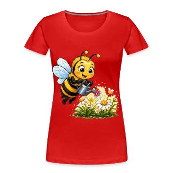 Biene Honig Imker Honigwabe Blumen Wiese Insekt - Frauen Premium Bio T-Shirt - Rot - Vorne - Mia (176cm)