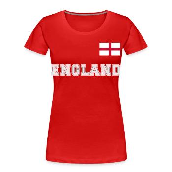 ENGLAND Trikot Look mit Flagge Fahne auf der Brust - Frauen Premium Bio T-Shirt - Rot - Vorne - Mia (176cm)