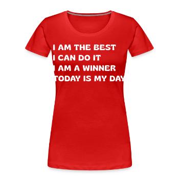 Affirmations puissantes - T-shirt bio Premium Femme - rouge - Devant - Mia (176cm)