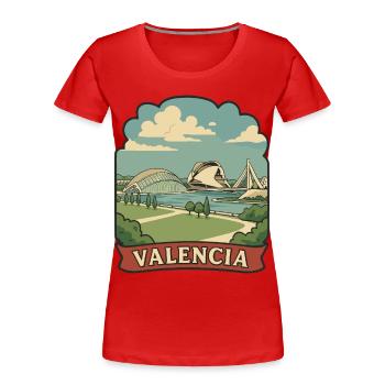 Valencia Arts and Sciences Retro Travel Sticker - Women's Premium Organic T-Shirt - red - Front - Mia (176cm)