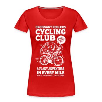 Retro Croissant Road Bike Club - Women's Premium Organic T-Shirt - red - Front - Mia (176cm)