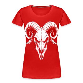 Skull with Horns Ram Skull - Women's Premium Organic T-Shirt - red - Front - Mia (176cm)