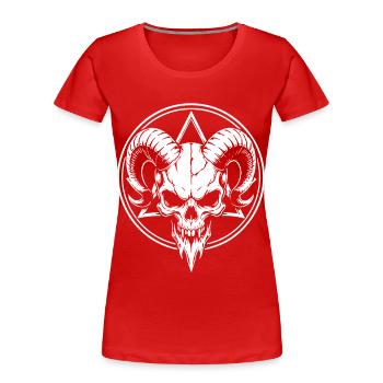 Skull with Horns Ram Skull - Women's Premium Organic T-Shirt - red - Front - Mia (176cm)