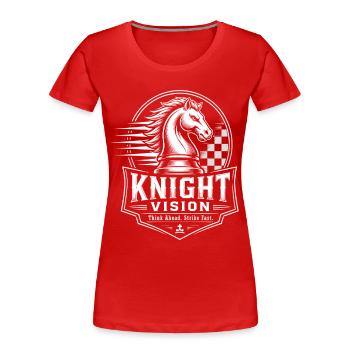 Knight Vision Schach Motiv - Frauen Premium Bio T-Shirt - Rot - Vorne - Mia (176cm)
