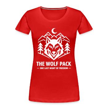 Wolfpack Emblem: Geometrisches JGA Wolf Shirt - Frauen Premium Bio T-Shirt - Rot - Vorne - Mia (176cm)