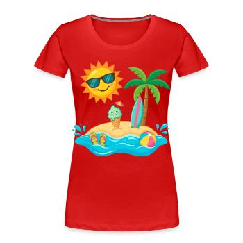 Sun, island, beach, holiday, enjoy fun by the sea - Women's Premium Organic T-Shirt - red - Front - Mia (176cm)