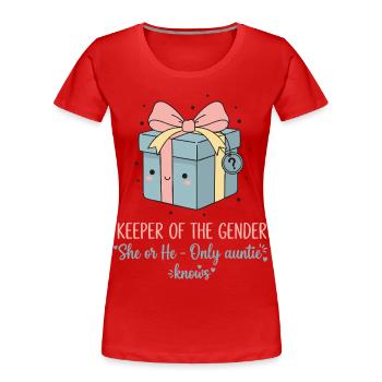 Gender Reveal Keeper Of The Gender She Or He - Women's Premium Organic T-Shirt - red - Front - Mia (176cm)