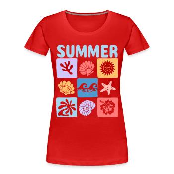 Summer – Maritime sea world full of holiday flair - Women's Premium Organic T-Shirt - red - Front - Mia (176cm)