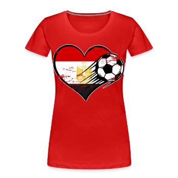 Ägypten Flagge Fußball mit Herz used - Frauen Premium Bio T-Shirt - Rot - Vorne - Mia (176cm)