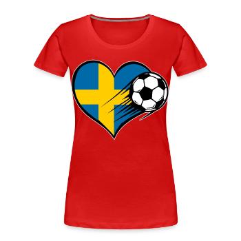 Schweden Flagge Fußball mit Herz used - Frauen Premium Bio T-Shirt - Rot - Vorne - Mia (176cm)