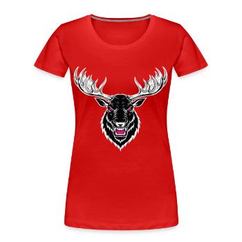 Elch-Rentier-Maskottchen-Logo Sportspiel - Frauen Premium Bio T-Shirt - Rot - Vorne - Mia (176cm)