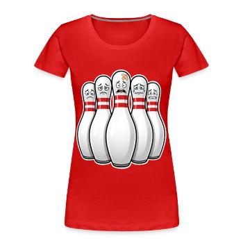 Skittles Bowling Pins - Women's Premium Organic T-Shirt - red - Front - Mia (176cm)