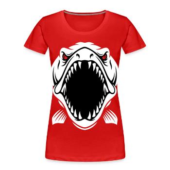 Pike Barracuda Mascot Logo Fishing Sport Gaming - Women's Premium Organic T-Shirt - red - Front - Mia (176cm)