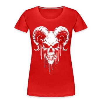 Skull with Horns Ram Skull - Women's Premium Organic T-Shirt - red - Front - Mia (176cm)