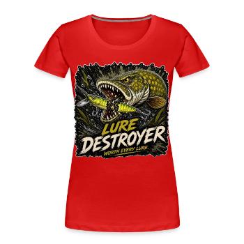 Pike Fishing Lure Destroyer T-Shirt - Women's Premium Organic T-Shirt - red - Front - Mia (176cm)