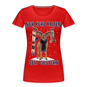 Lustiges Winter Kudu - Frauen Premium Bio T-Shirt - Rot - Vorne - Mia (176cm)