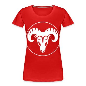 Aries Star Sign (White) - Women's Premium Organic T-Shirt - red - Front - Mia (176cm)