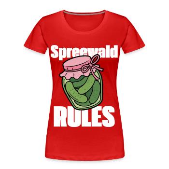 Spreewald Gurken im Einmachglas mit Schleife - Frauen Premium Bio T-Shirt - Rot - Vorne - Mia (176cm)