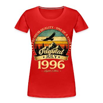 Cadeau pour le 30e anniversaire Millésime de juillet 1996 - T-shirt bio Premium Femme - rouge - Devant - Mia (176cm)